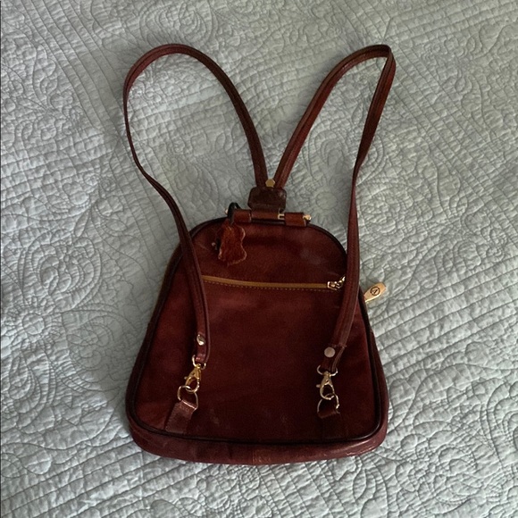 Valentina Chestnut Leather Backpack with Gold Accents - Picture 3 of 6